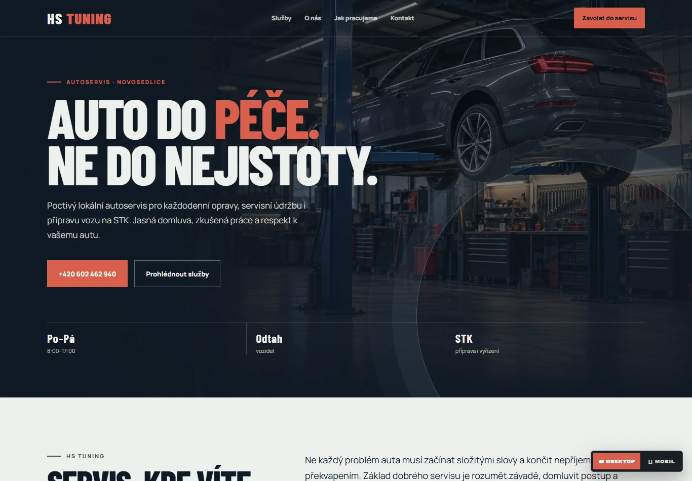 Projekt HS Tuning, autoservis Novosedlice